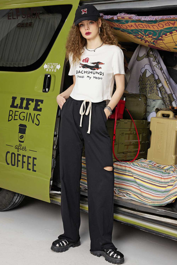 ELFSACK Light Casual Slimming Short Sleeve Graphic Solid Tshirt