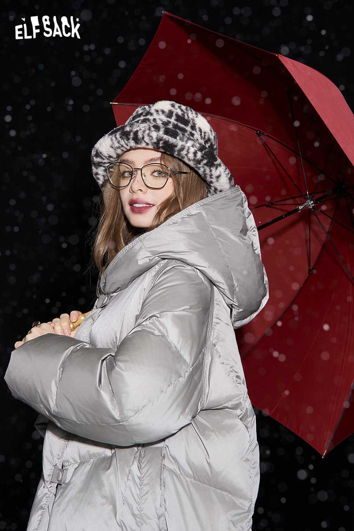 ELFSACK Light Insulated Long Hooded Down Coat