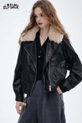 ELFSACK Light Lapel Leather Jacket
