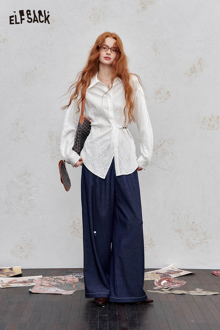 ELFSACK Light Minimalist Solid Full Sleeve Shirt