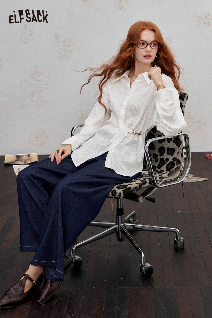 ELFSACK Light Minimalist Solid Full Sleeve Shirt
