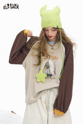 ELFSACK Light Multi Color Letter Pattern Graphic Round Neck Tshirt