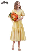 ELFSACK Light Puff Sleeve Long Dress
