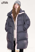 ELFSACK Light Warm Lightweight Mid Length Hooded Down Coat