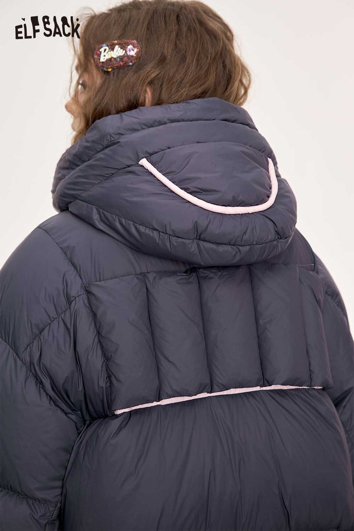 ELFSACK Light Warm Lightweight Mid Length Hooded Down Coat