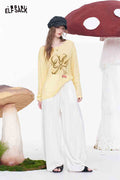 ELFSACK Linen Blend Drawstring Waist Wide Leg Pants
