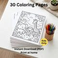 Livre de Coloriage Animaux Mignons - 30 Pages à Imprimer (PDF)