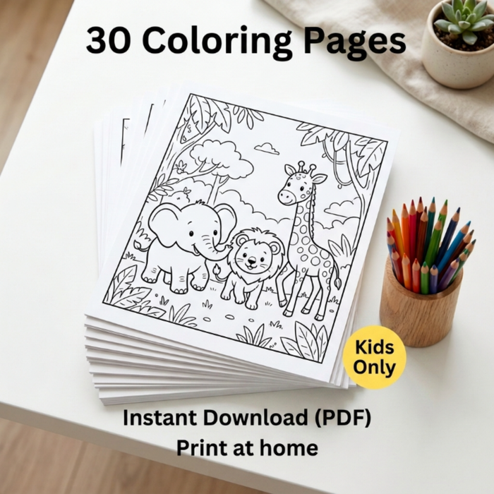 Livre de Coloriage Animaux Mignons - 30 Pages à Imprimer (PDF)