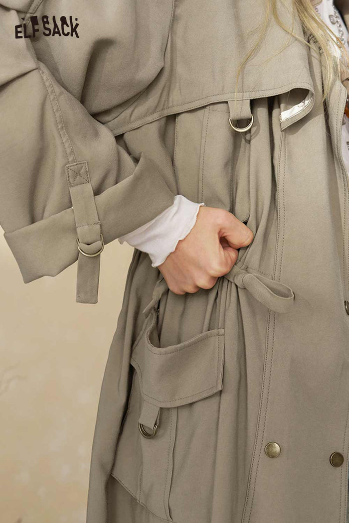Long Loose Multi Pocket Trench Coat