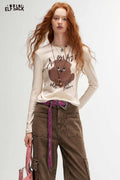 Long Sleeve Crop Bear Graphic Tee