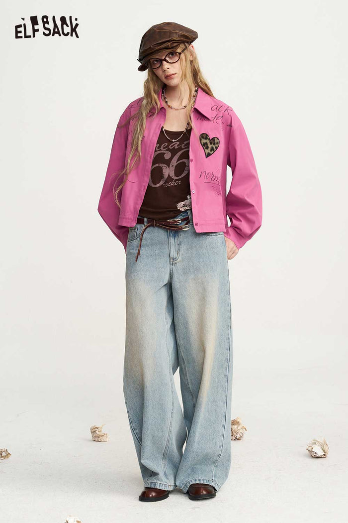 Long Sleeve Cropped Graphic Blouse