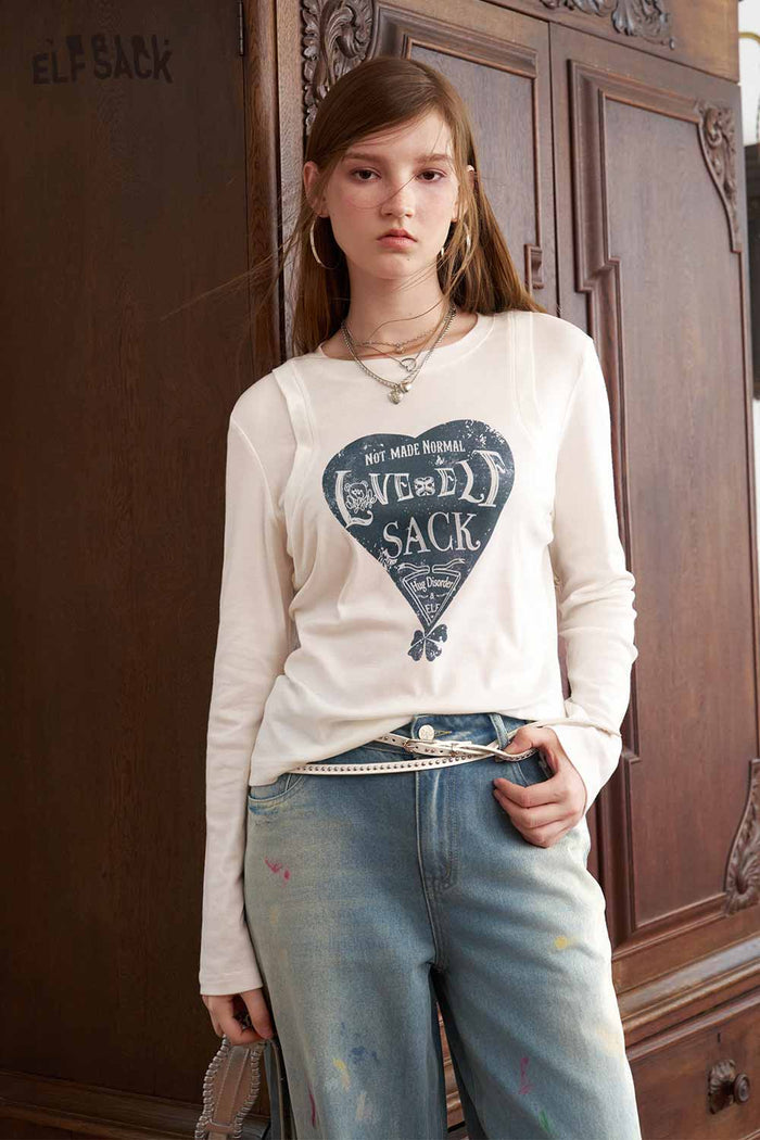 Long Sleeve Heart Graphic Tee