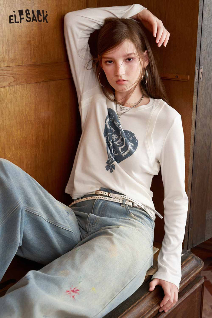 Long Sleeve Heart Graphic Tee