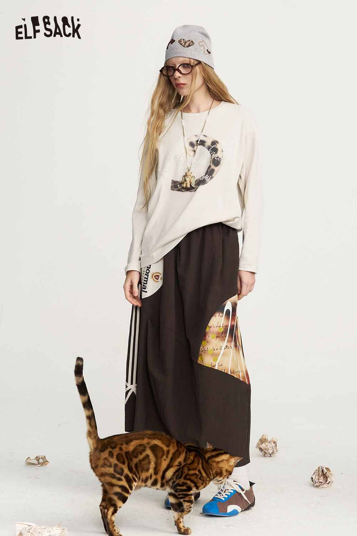 Long Sleeve Leopard Slogan Graphic Tee