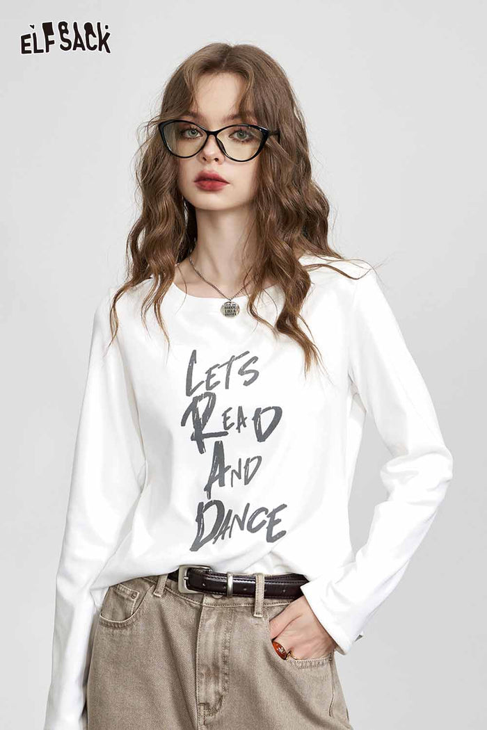 Long Sleeve Letter Print Graphic Tee