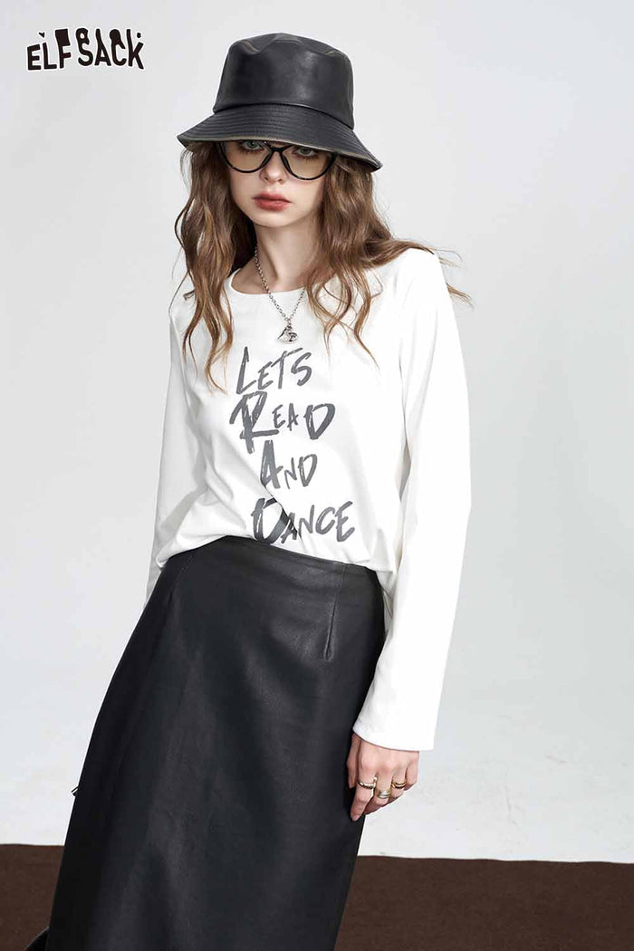 Long Sleeve Letter Print Graphic Tee