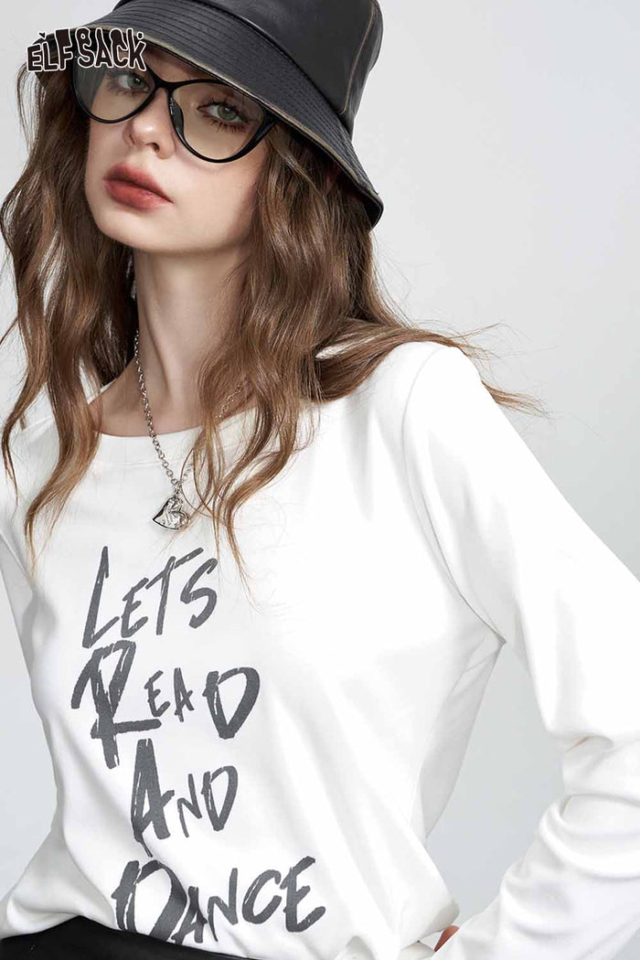 Long Sleeve Letter Print Graphic Tee