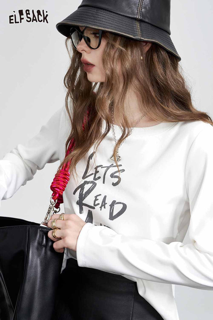 Long Sleeve Letter Print Graphic Tee