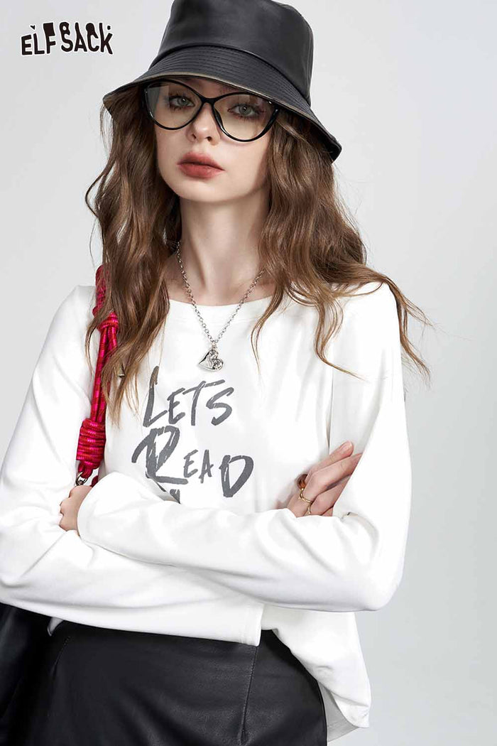 Long Sleeve Letter Print Graphic Tee