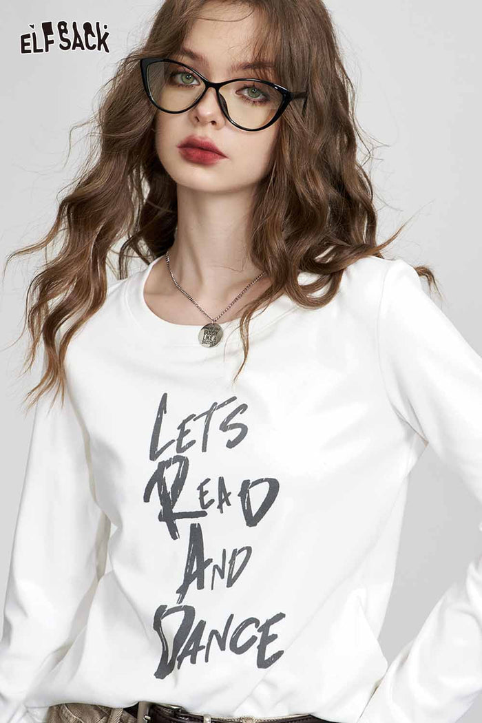 Long Sleeve Letter Print Graphic Tee