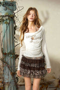 Long Sleeve Star Print Halter Sequin Graphic Tee