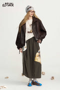 Loose Asymmetrical Patchwork Graphic Midi Skirt