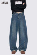 Loose Blue Denim Wide Leg Pants