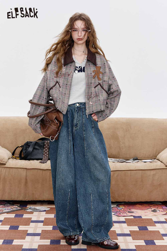 Loose Blue Denim Wide Leg Pants