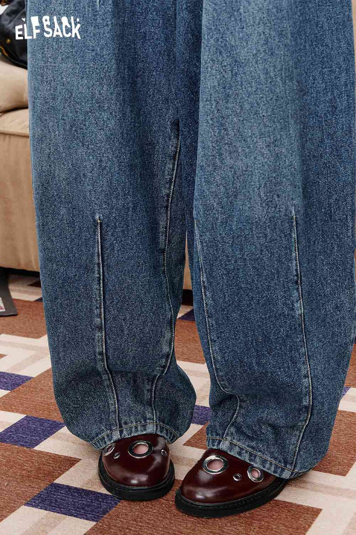 Loose Blue Denim Wide Leg Pants