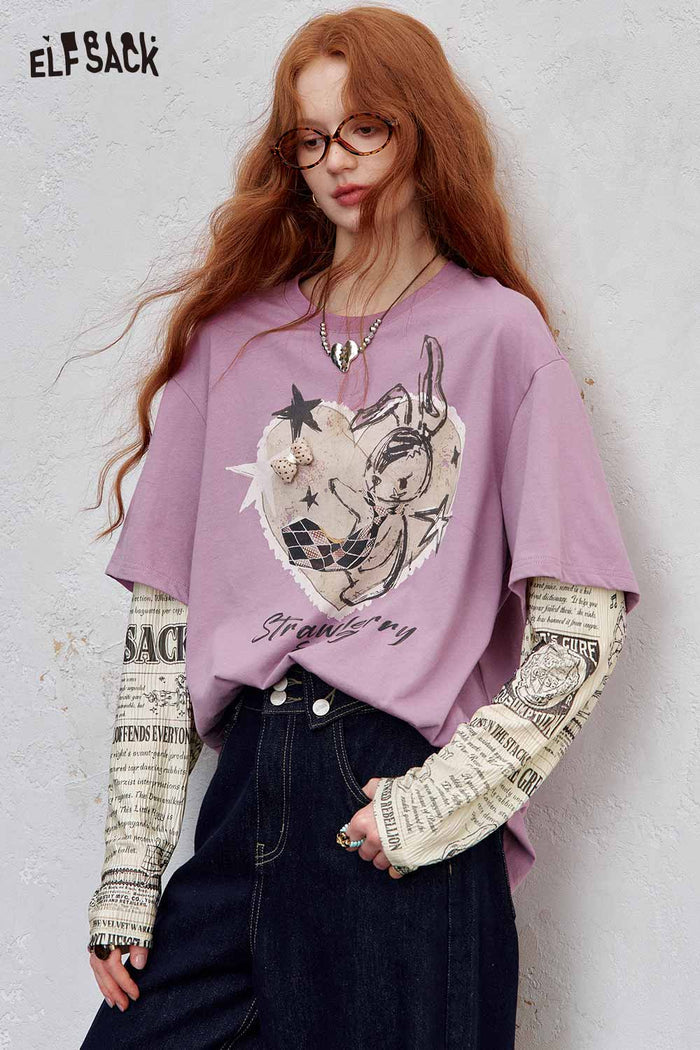 Loose Bunny Graphic Short Sleeve Tee