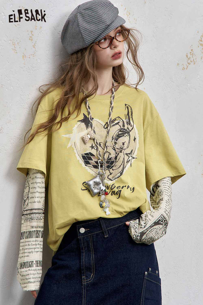 Loose Bunny Graphic Short Sleeve Tee