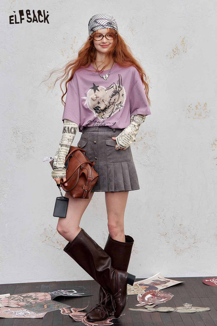 Loose Bunny Graphic Short Sleeve Tee