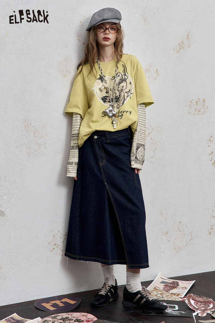Loose Bunny Graphic Short Sleeve Tee