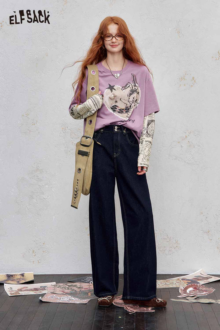 Loose Bunny Graphic Short Sleeve Tee