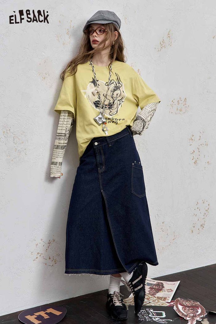 Loose Bunny Graphic Short Sleeve Tee