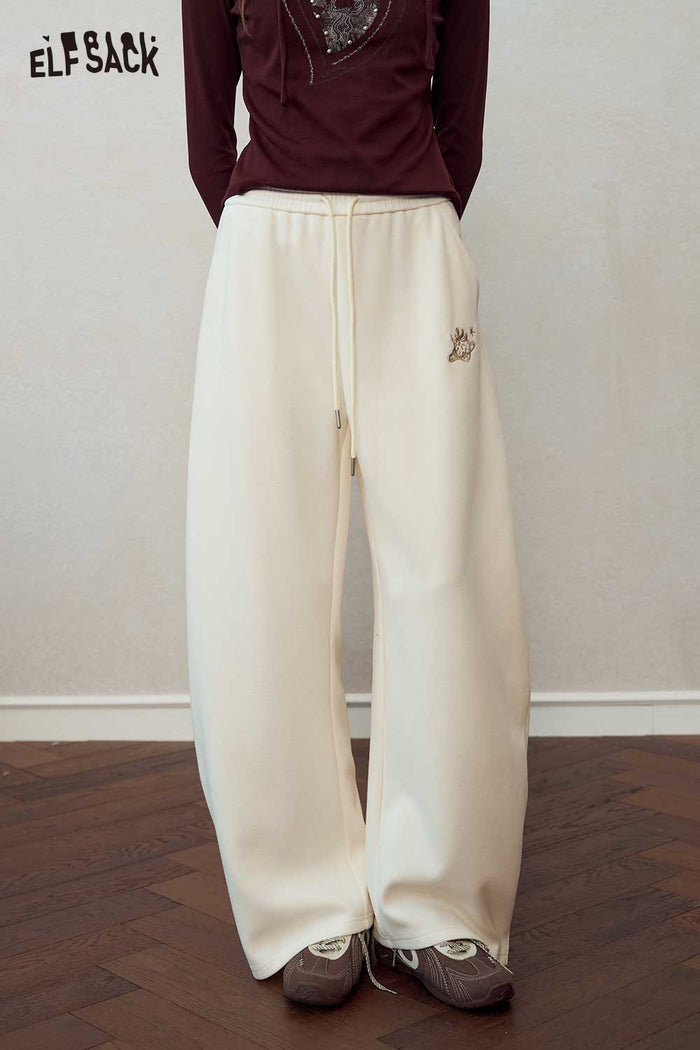 Loose Cartoon Embroidered Wide Leg Pants