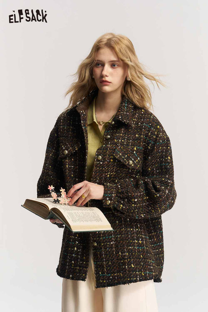 Loose Crop Raw Hem Shacket