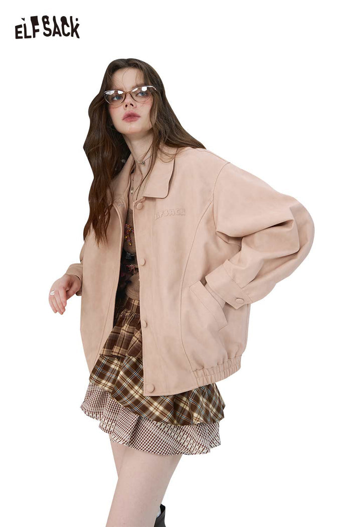 Loose Cropped Pink Short Outerwear Jacket