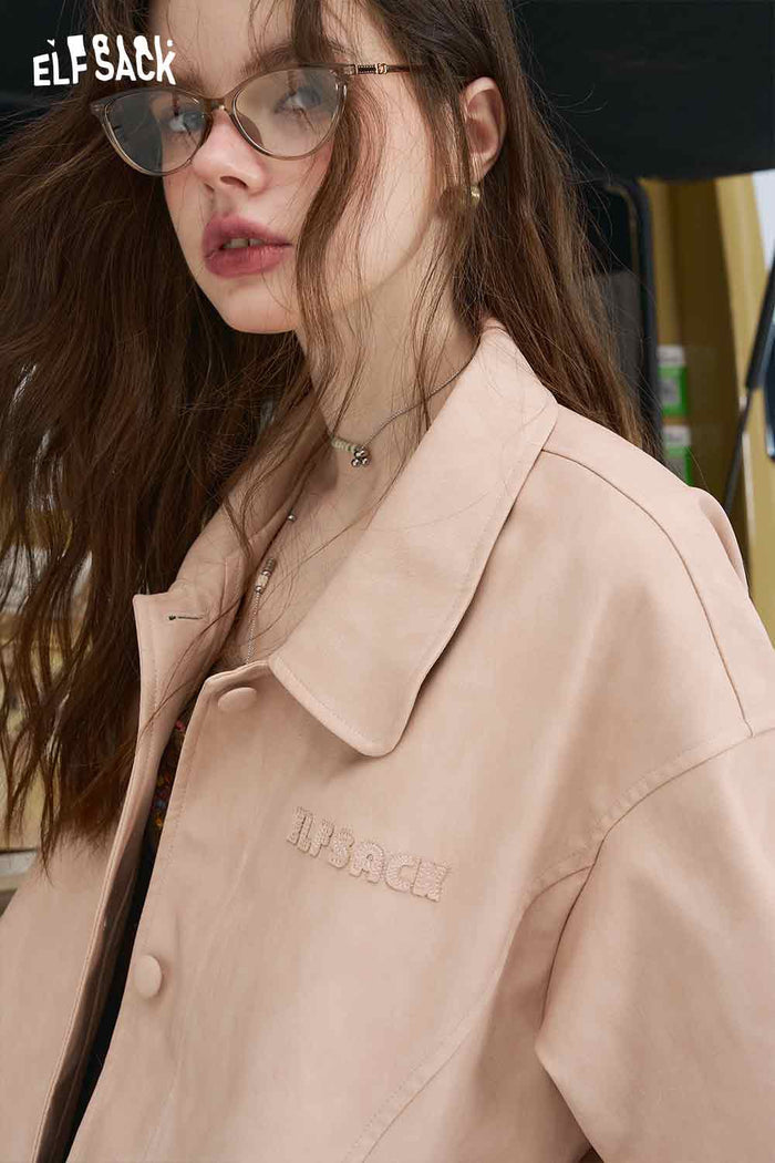 Loose Cropped Pink Short Outerwear Jacket