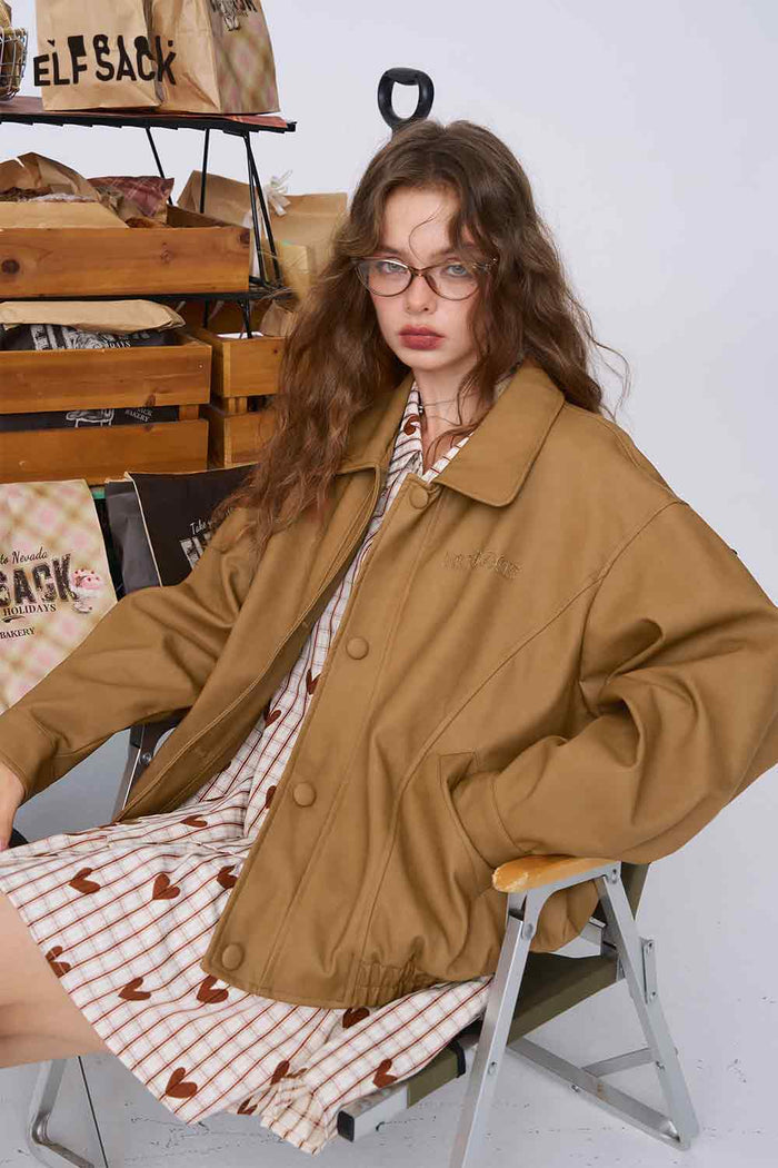 Loose Cropped Pink Short Outerwear Jacket