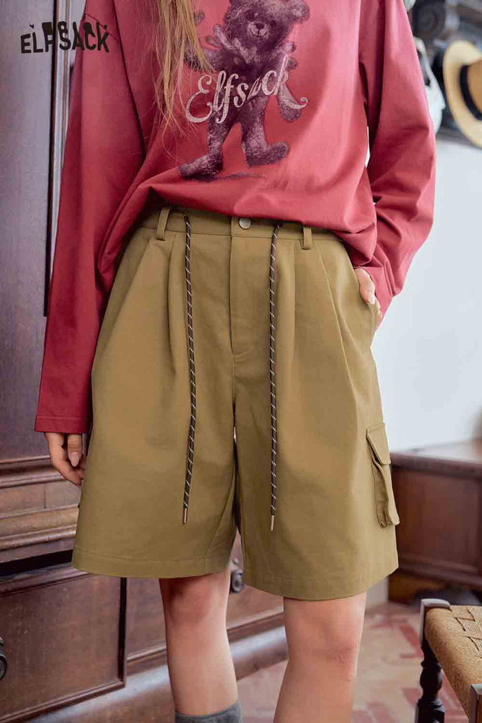Loose Drawstring Cargo Shorts