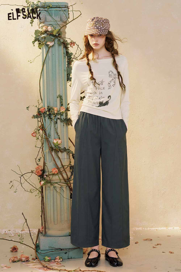 ELFSACK Loose Elastic Waist Casual Pants