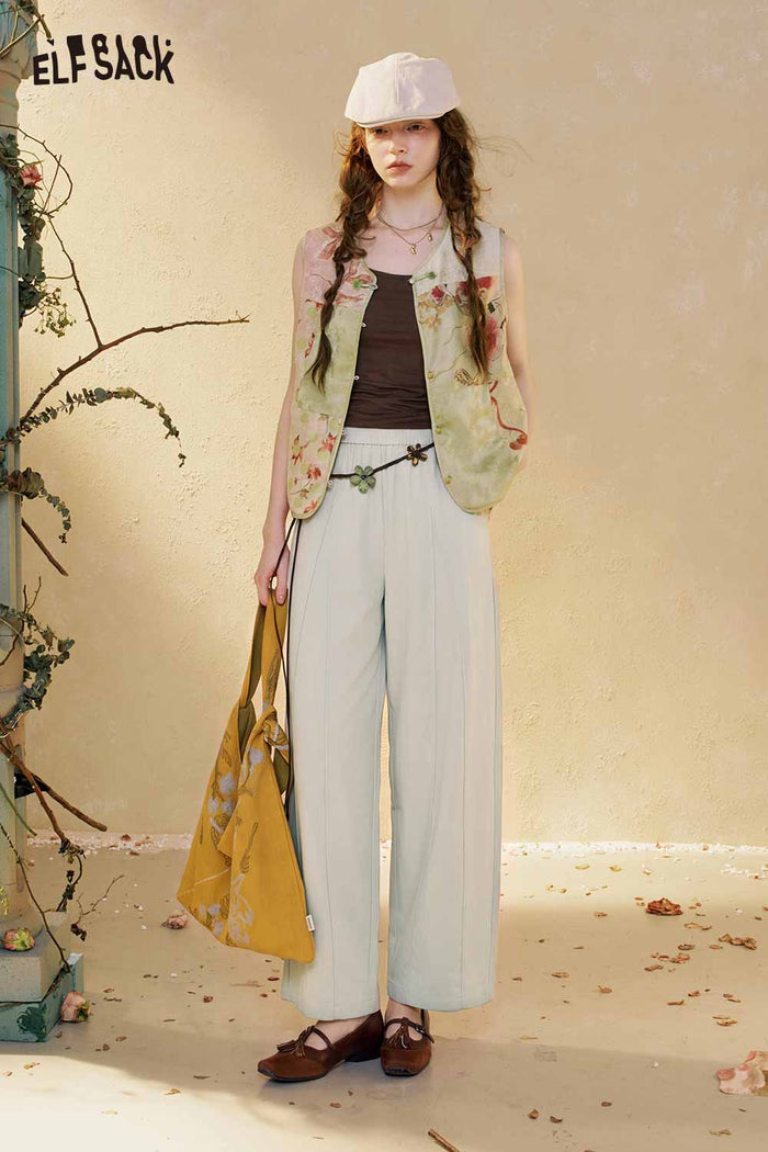 ELFSACK Loose Elastic Waist Casual Pants