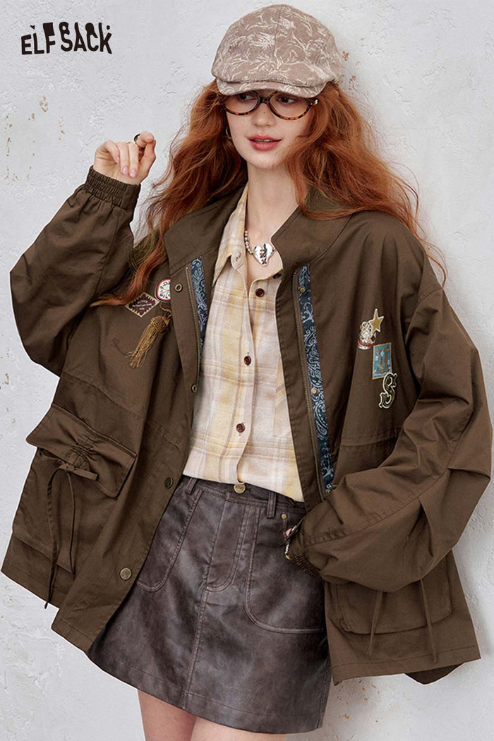 Loose Embroidered Utility Jacket