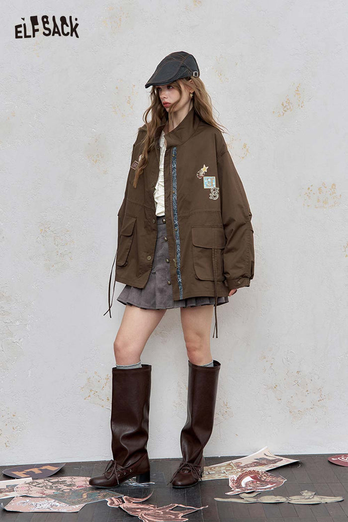 Loose Embroidered Utility Jacket
