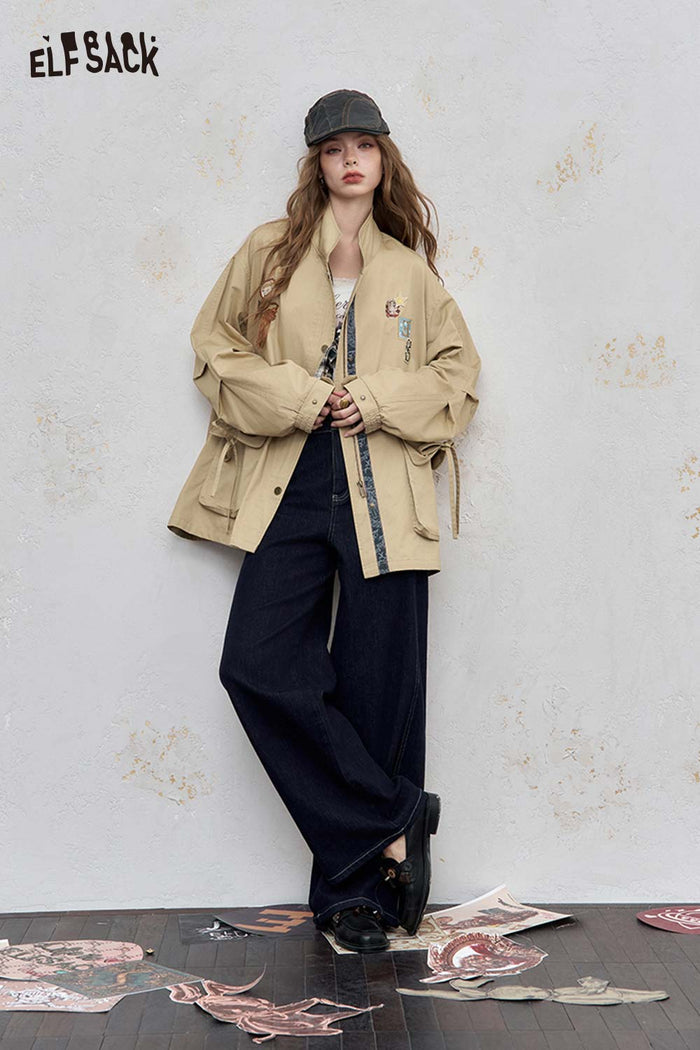 Loose Embroidered Utility Jacket