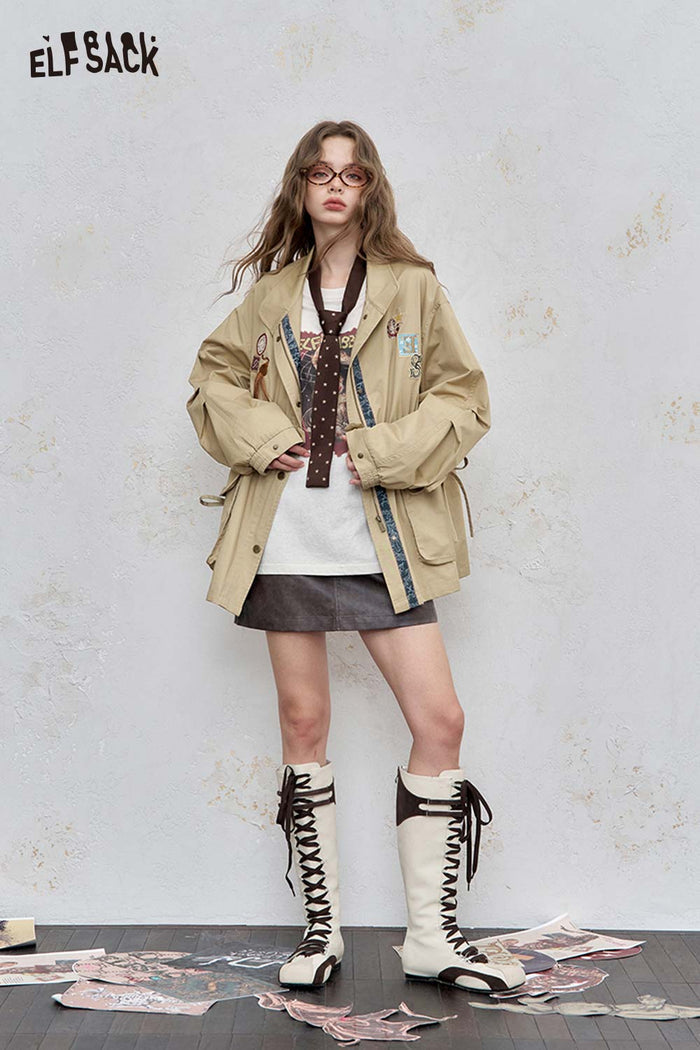 Loose Embroidered Utility Jacket