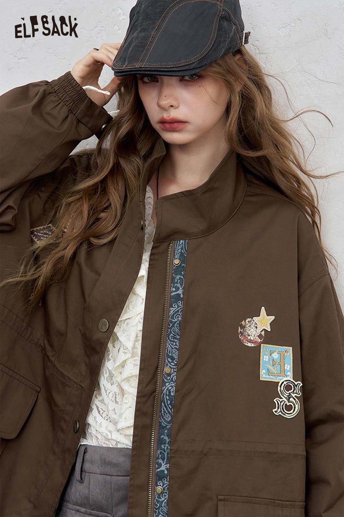 Loose Embroidered Utility Jacket