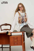 Loose Fake Layered Graphic Long Sleeve T Shirt