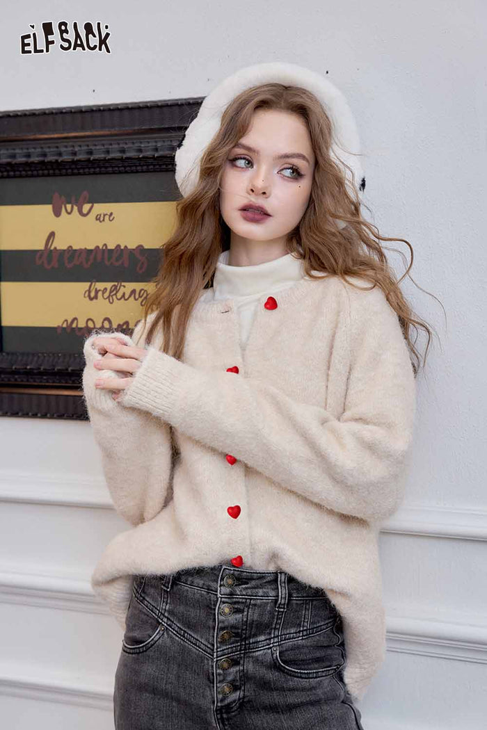 Loose Fit Button Front Knit Cardigan